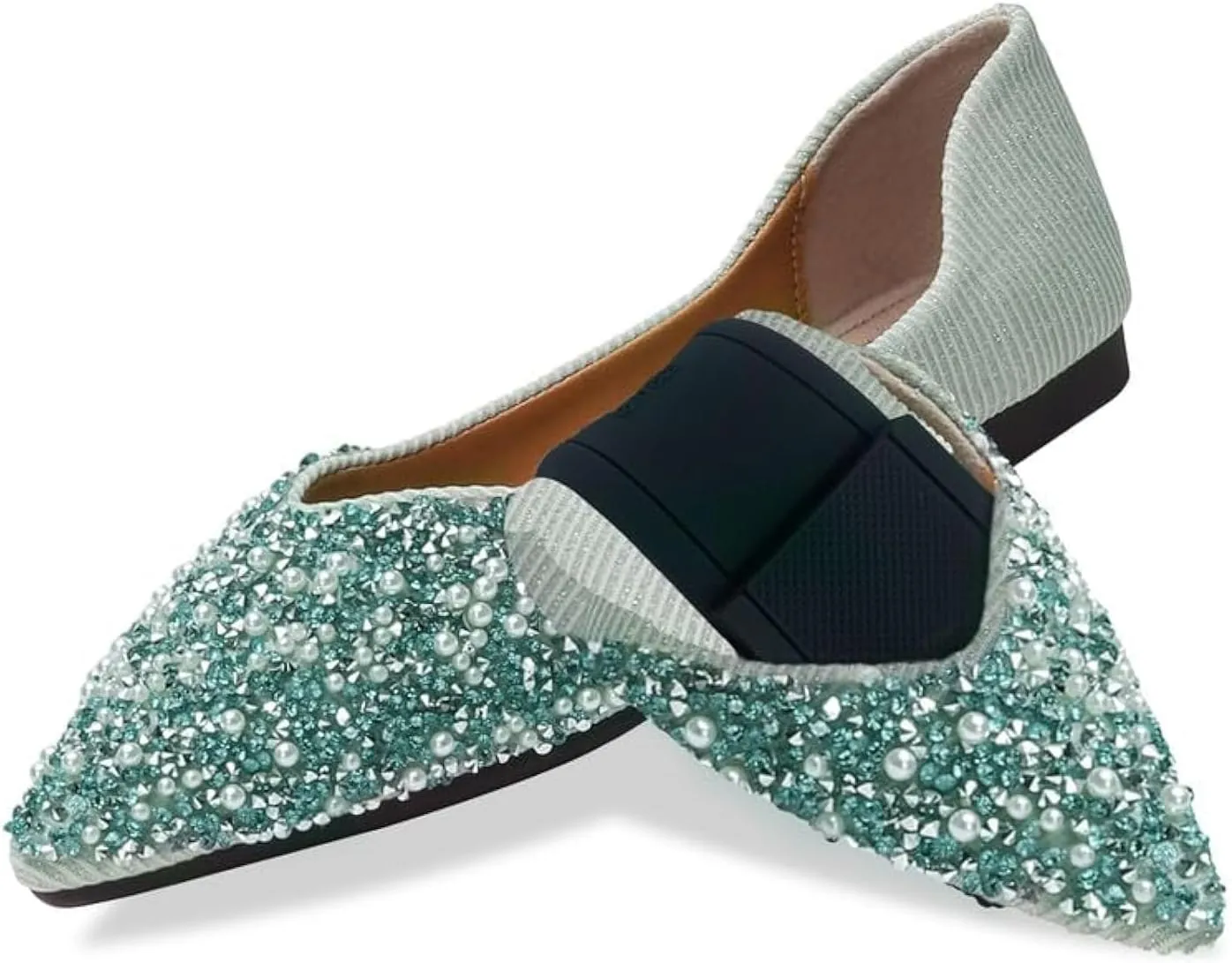 Women's Flats Comfortable Pointed Rhinestone Ballet Flats for Women Sparkle Elegant Dress Flats