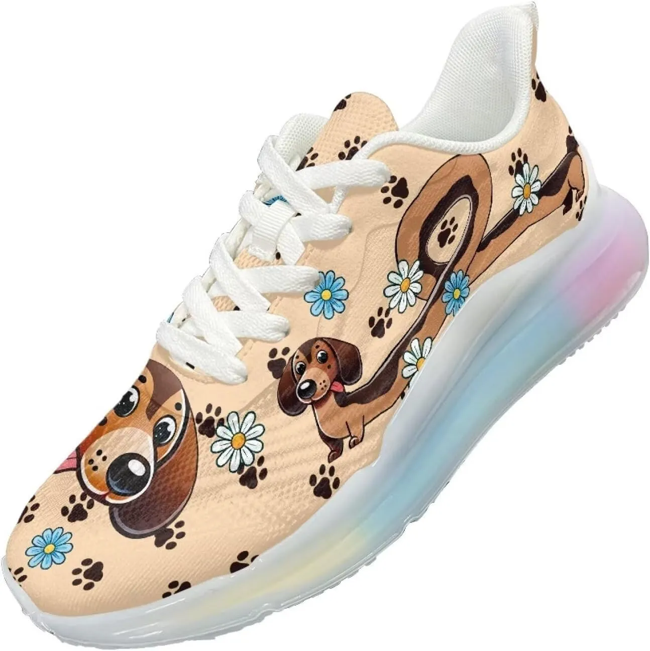 Women's Flower Sneakers Cozy Breathable Lightweight Non-Slip Air Cushion Outdoor Running Shoes for Women US 6-11