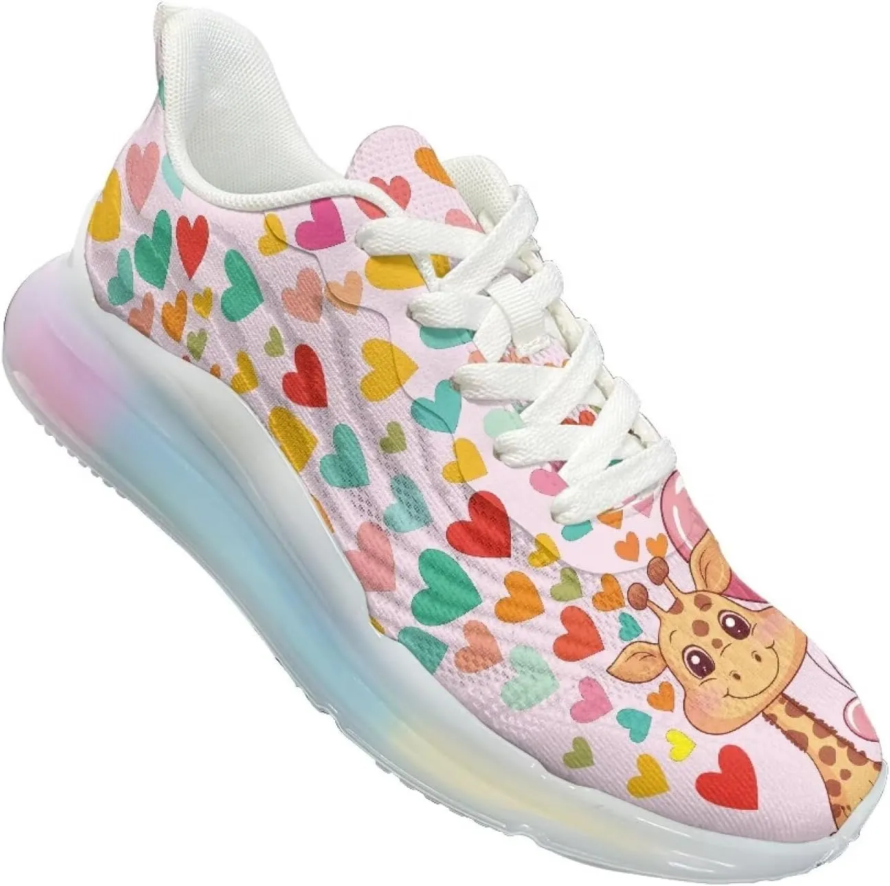 Women's Flower Sneakers Cozy Breathable Lightweight Non-Slip Air Cushion Outdoor Running Shoes for Women US 6-11