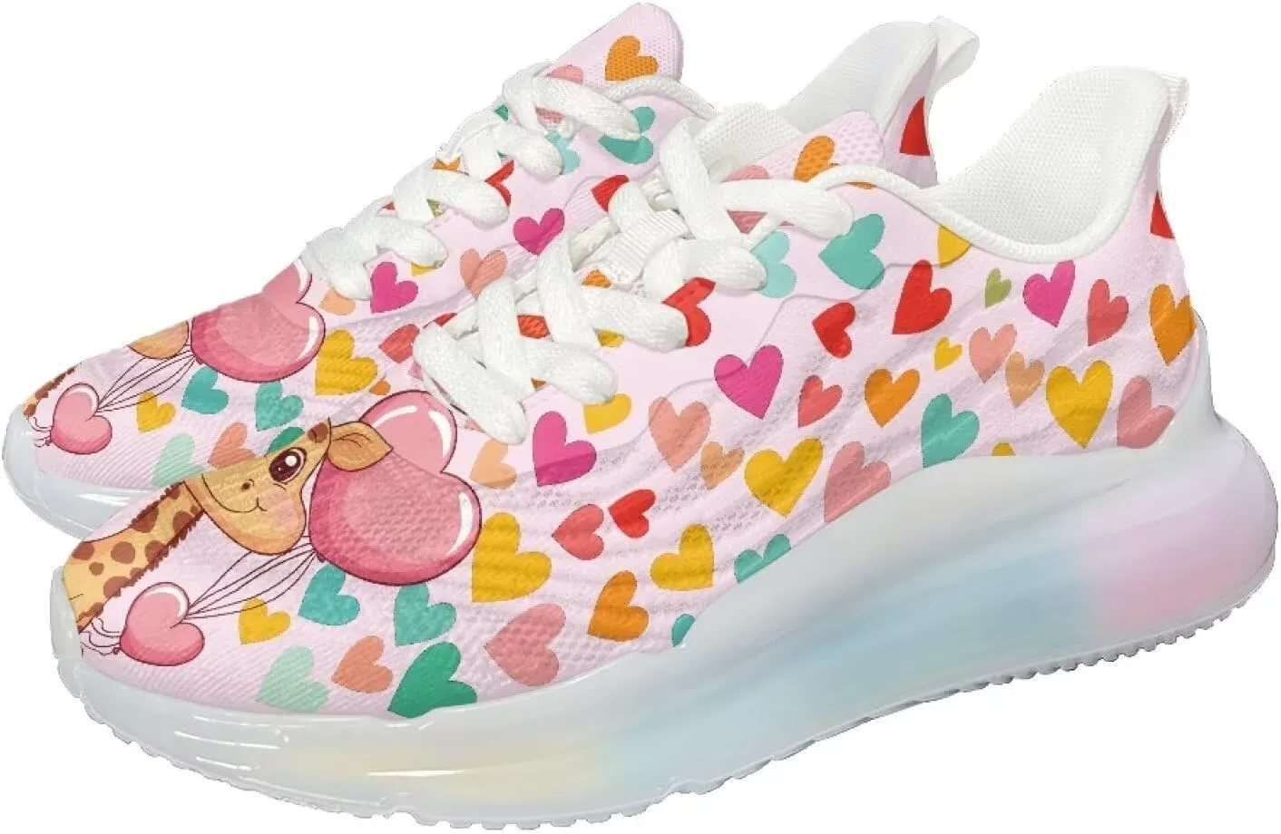 Women's Flower Sneakers Cozy Breathable Lightweight Non-Slip Air Cushion Outdoor Running Shoes for Women US 6-11