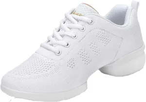 Women's Jazz Shoes Lace-up Sneakers - Breathable Air Cushion Lady Split Sole Athletic Walking Dance Shoes Platform