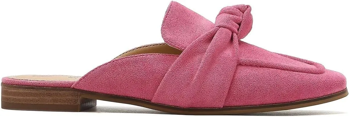 Women's Knot Mules Suede Loafers Mules Flat Mules Comfort Pointed Toe Backless Slip on Slides Loafer Shoes
