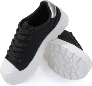 Women's Lace Up Sneaker, Classic Trendy Fashion Canvas Shoes 2305-2306-2307
