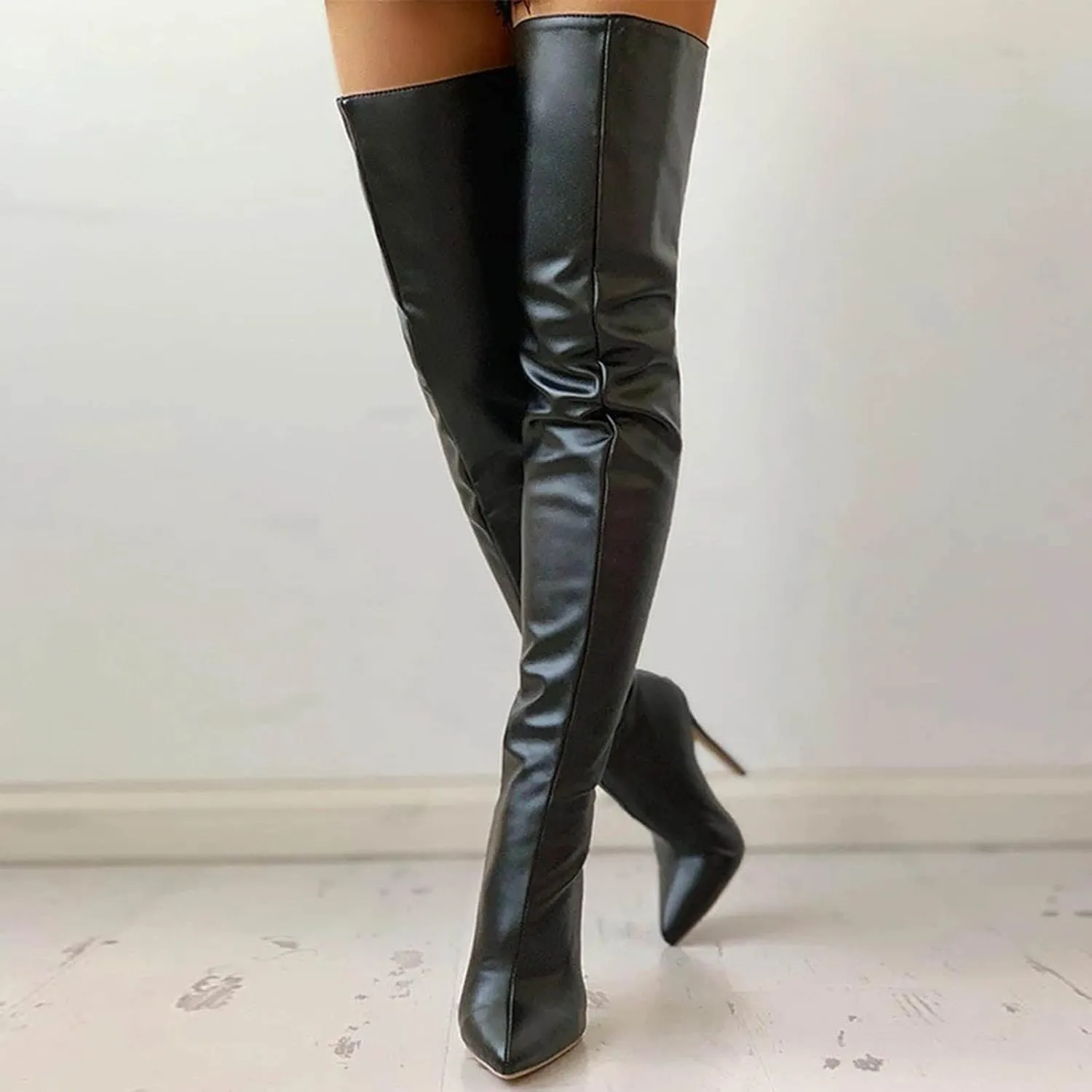 Womens Over the Knee Boots 2022 Fashion Pointed Toe Back Zipper Stilettos Thigh High Boots Fall Winter Solid Casual Ladies Super High Heel Shoes