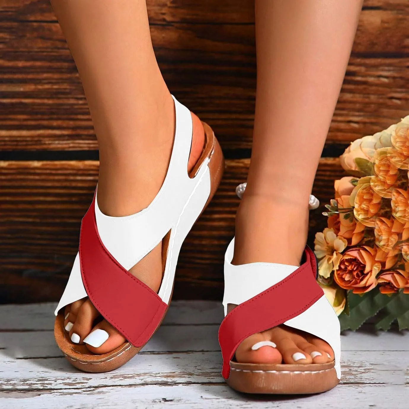 Women's Platform Wedge Sandals Ankle Strap Sandals for Women Casual Dressy Summer Crisscross Strappy Wedge Sandal Espadrilles Heels Summer Shoes