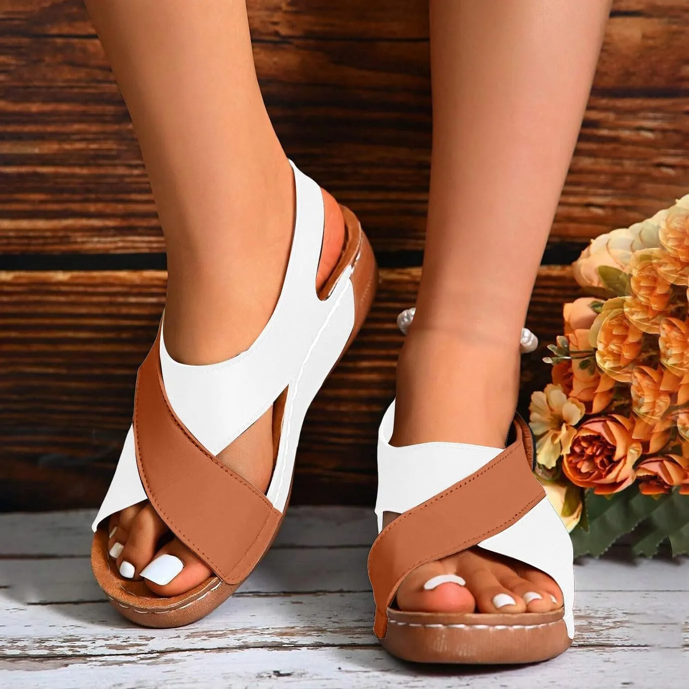 Women's Platform Wedge Sandals Ankle Strap Sandals for Women Casual Dressy Summer Crisscross Strappy Wedge Sandal Espadrilles Heels Summer Shoes