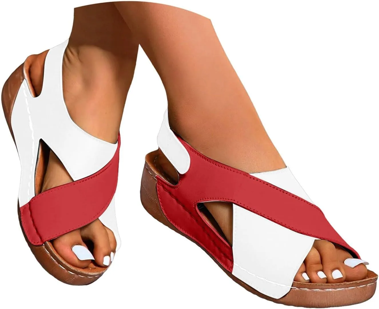 Women's Platform Wedge Sandals Ankle Strap Sandals for Women Casual Dressy Summer Crisscross Strappy Wedge Sandal Espadrilles Heels Summer Shoes