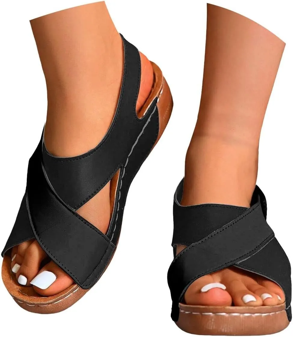Women's Platform Wedge Sandals Ankle Strap Sandals for Women Casual Dressy Summer Crisscross Strappy Wedge Sandal Espadrilles Heels Summer Shoes
