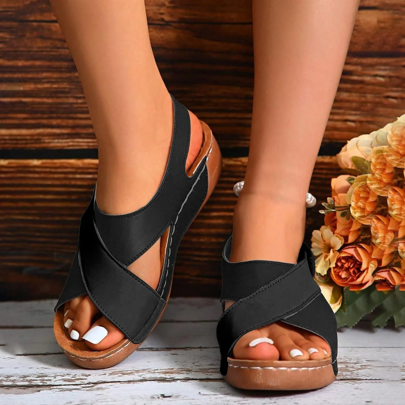 Women's Platform Wedge Sandals Ankle Strap Sandals for Women Casual Dressy Summer Crisscross Strappy Wedge Sandal Espadrilles Heels Summer Shoes