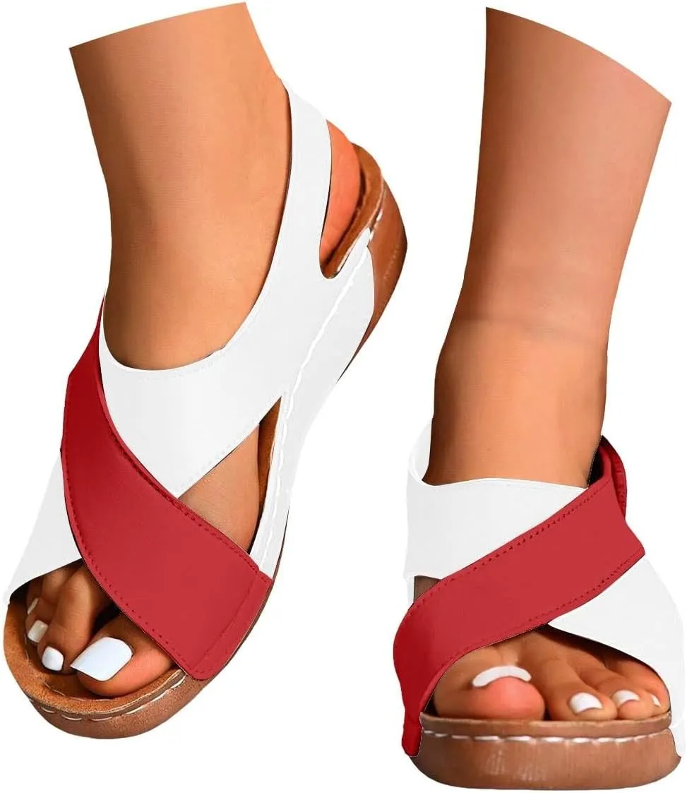 Women's Platform Wedge Sandals Ankle Strap Sandals for Women Casual Dressy Summer Crisscross Strappy Wedge Sandal Espadrilles Heels Summer Shoes
