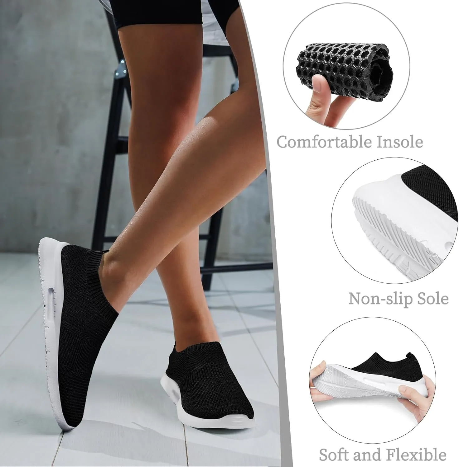 Womens Running Shoes Tennis Walking Gym Workout Athletic Slip on Fashion Sneakers Breathable Lightweight Sport Jogging Hiking Casual Shoe