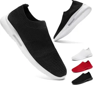 Womens Running Shoes Tennis Walking Gym Workout Athletic Slip on Fashion Sneakers Breathable Lightweight Sport Jogging Hiking Casual Shoe