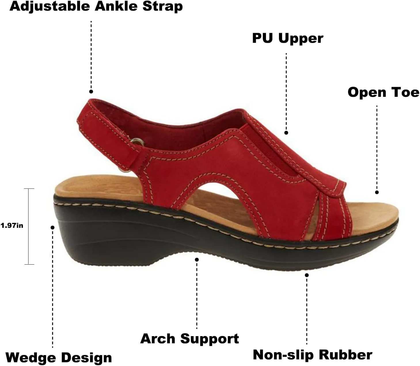Women's Sadanar Orthopedic Arch Sandals Wedge Roman Sandals,Adjustable Ankle Strap Chunky Low Heel Casual Diabetic Walking Beach Sandals