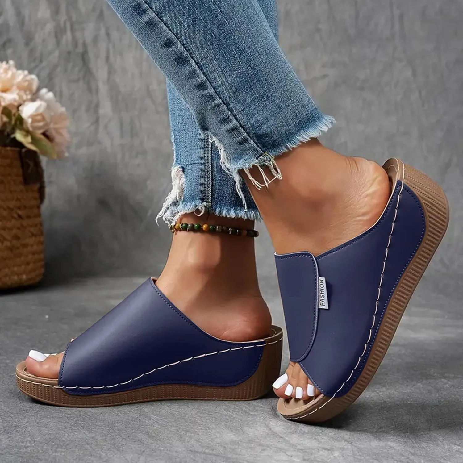 Women's Sandal Heels,Open Toe Platform Slip-on Chunky Sandals For Women Comfortable Walking Casual Dressy Summer Shoes For Women