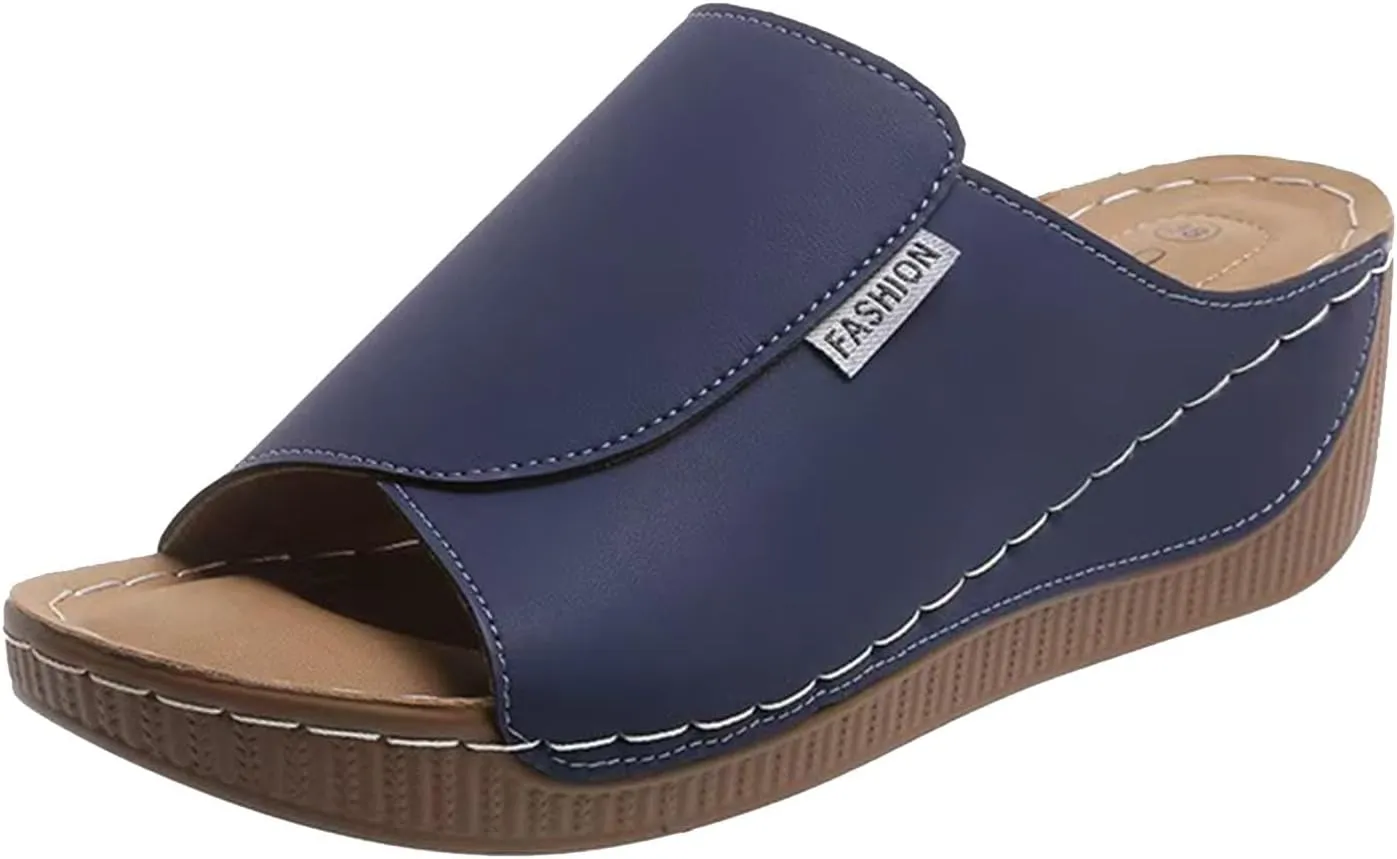 Women's Sandal Heels,Open Toe Platform Slip-on Chunky Sandals For Women Comfortable Walking Casual Dressy Summer Shoes For Women