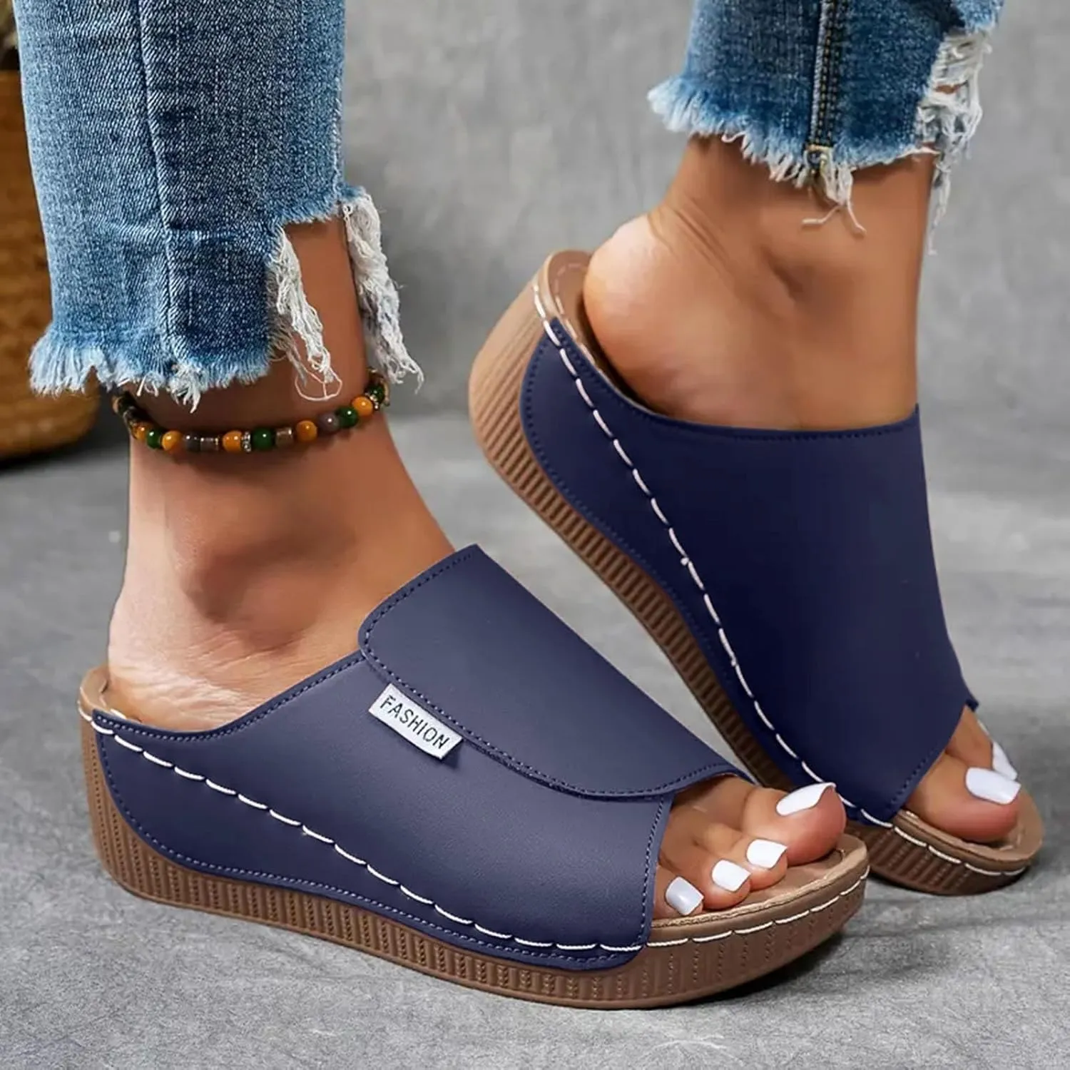 Women's Sandal Heels,Open Toe Platform Slip-on Chunky Sandals For Women Comfortable Walking Casual Dressy Summer Shoes For Women