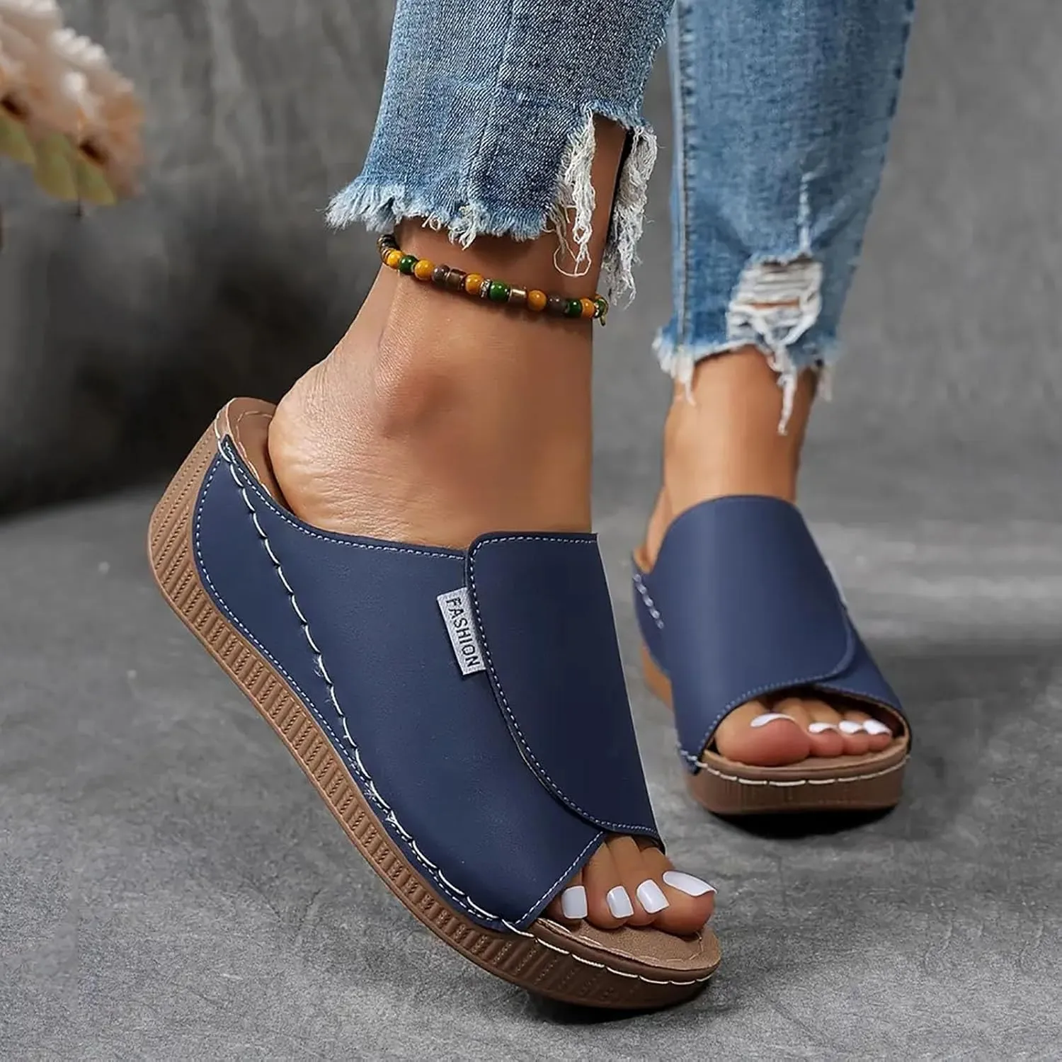 Women's Sandal Heels,Open Toe Platform Slip-on Chunky Sandals For Women Comfortable Walking Casual Dressy Summer Shoes For Women