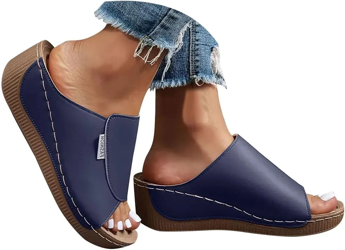 Women's Sandal Heels,Open Toe Platform Slip-on Chunky Sandals For Women Comfortable Walking Casual Dressy Summer Shoes For Women