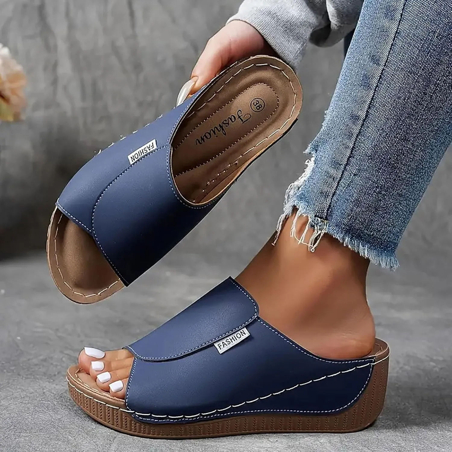 Women's Sandal Heels,Open Toe Platform Slip-on Chunky Sandals For Women Comfortable Walking Casual Dressy Summer Shoes For Women