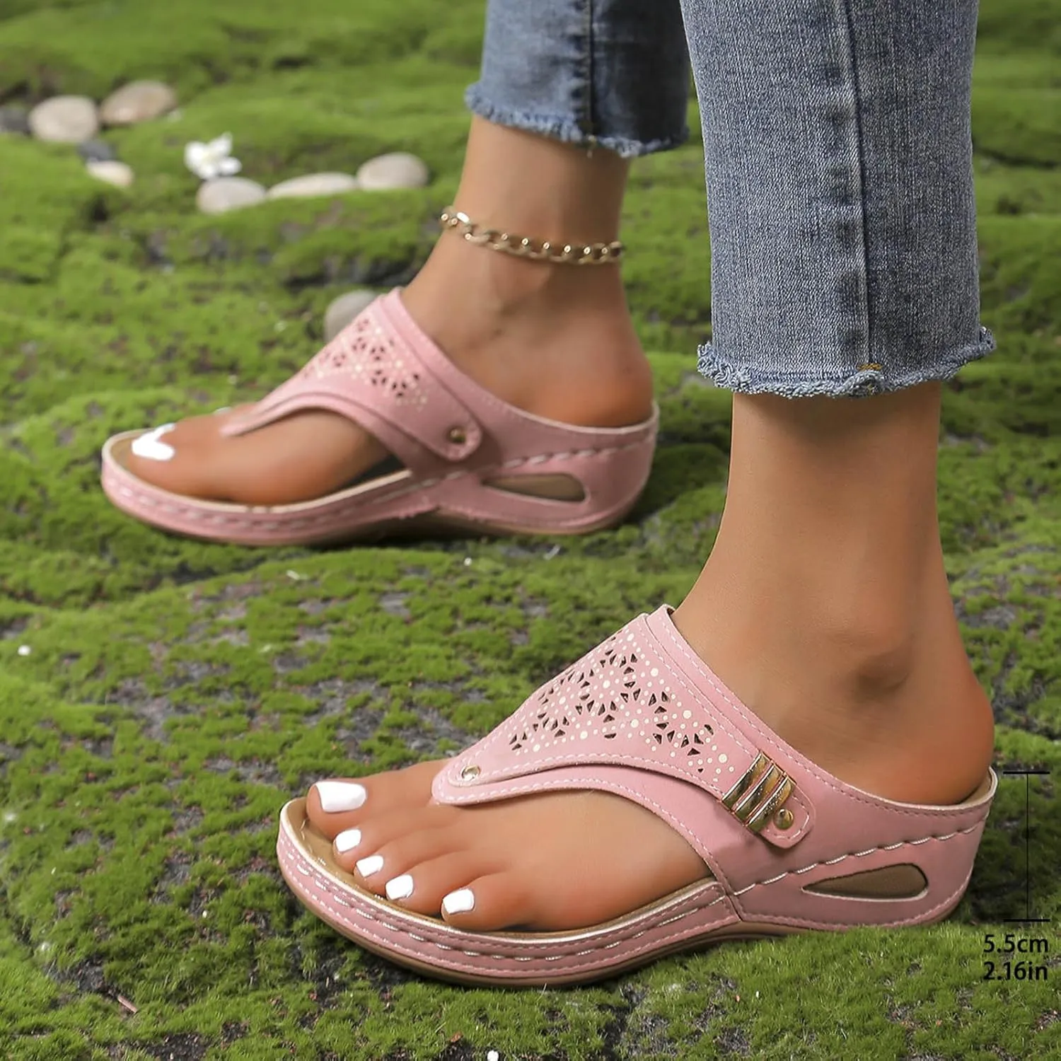 Women's Summer New Clip-toe Beach Sandals Flower Hollow-out Wedges Fashion Casual Slippers Comfort Sandal 2025