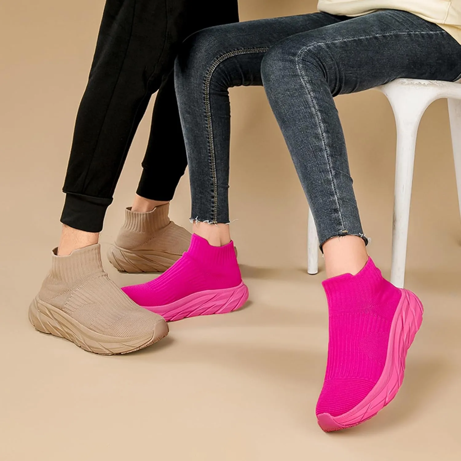 Womens Walking Shoes Mens Breathable Knit Slip On Sneakers Fur Lined Lining Winter Shoes for Women Work Gym Trainers Stylish Shoes