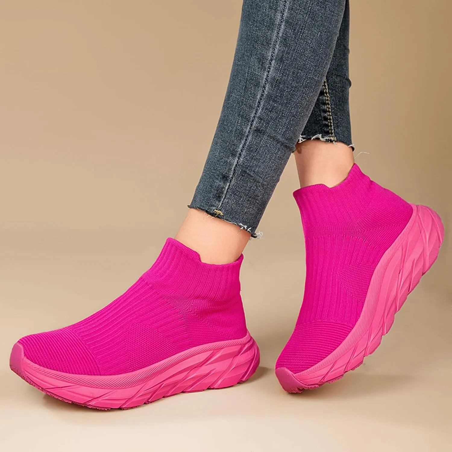 Womens Walking Shoes Mens Breathable Knit Slip On Sneakers Fur Lined Lining Winter Shoes for Women Work Gym Trainers Stylish Shoes