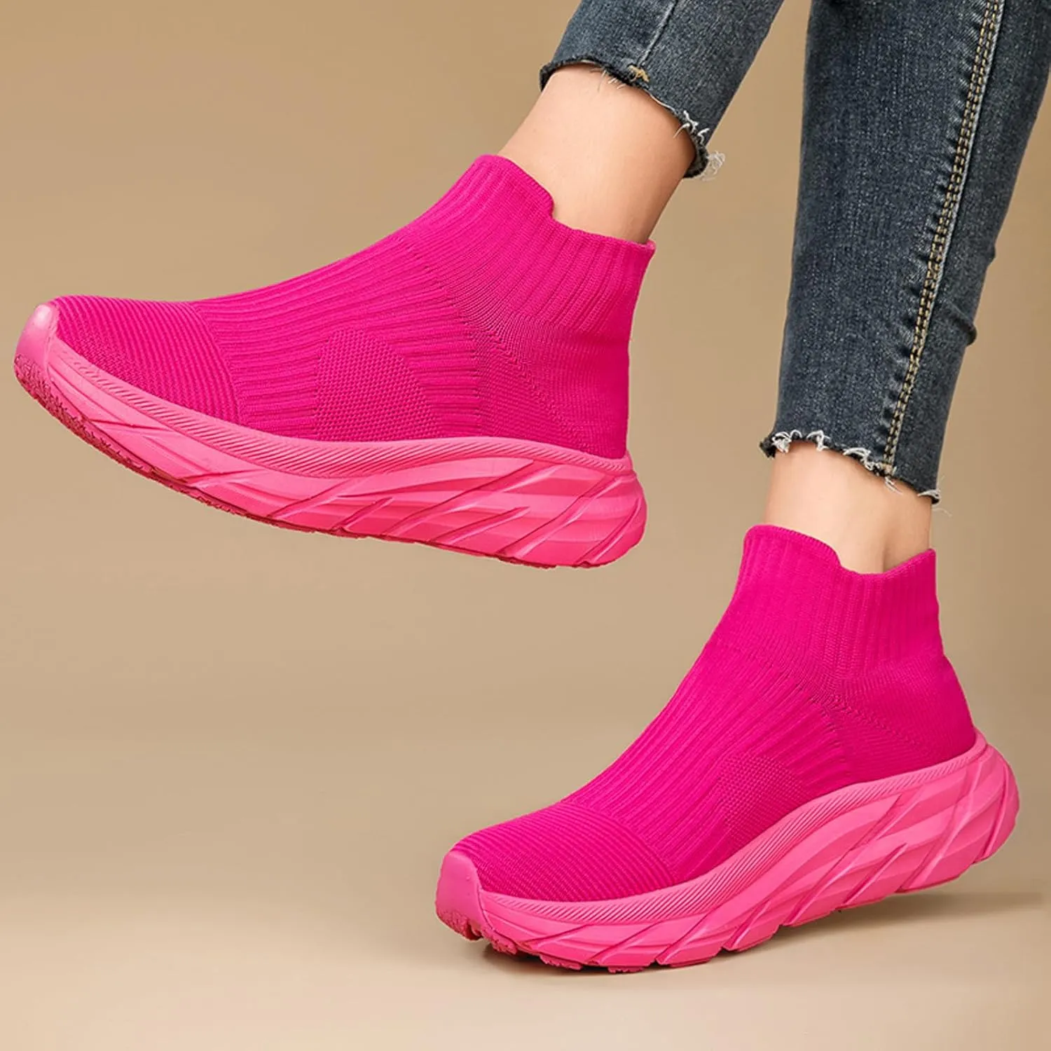 Womens Walking Shoes Mens Breathable Knit Slip On Sneakers Fur Lined Lining Winter Shoes for Women Work Gym Trainers Stylish Shoes