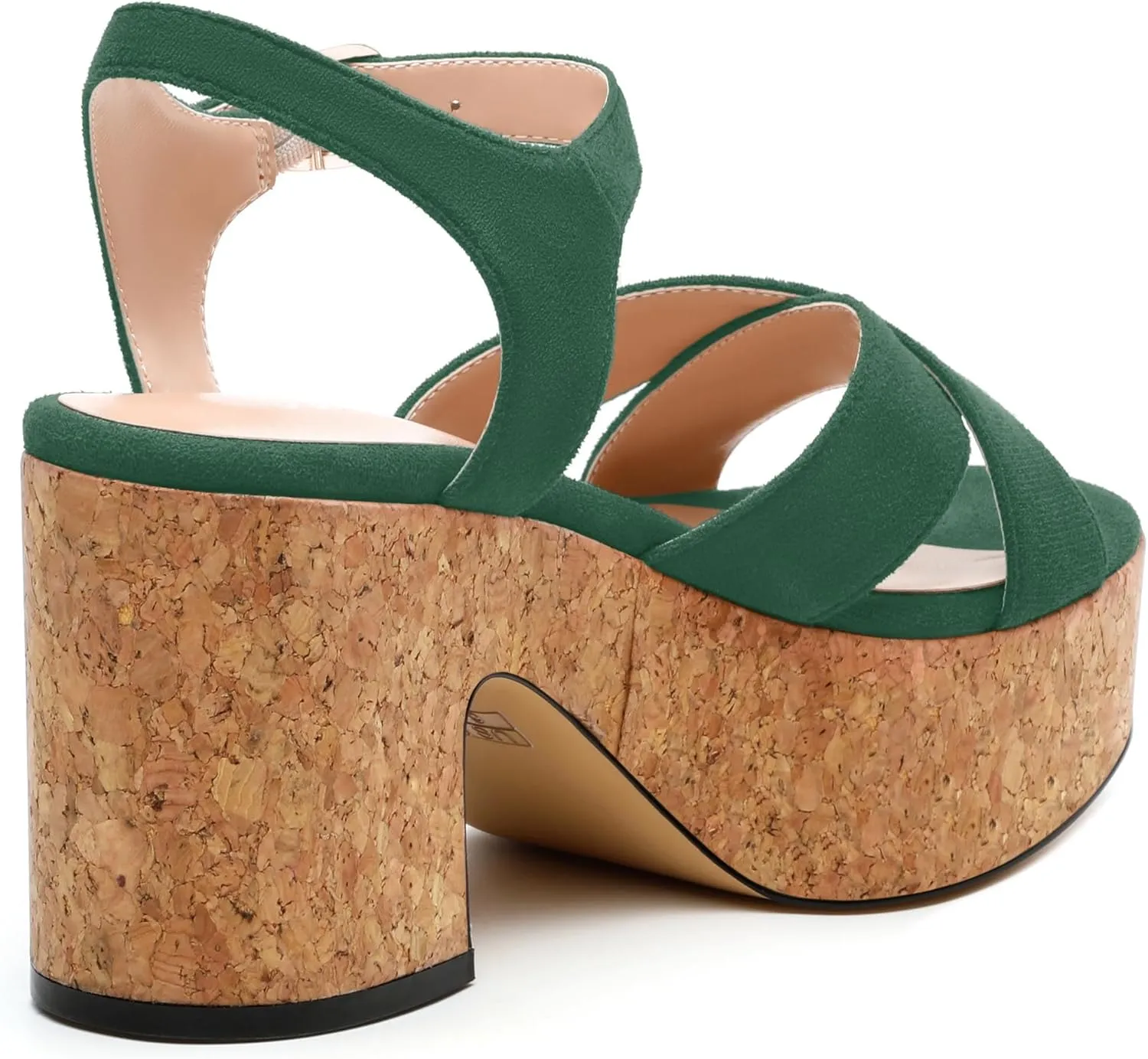 Women's Wedge Sandals, Open Round Toe Heeled Sandals for Women, Ankle Strap Buckle Fashion Solid Platform Sandals for Dating Working Party
