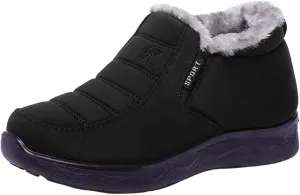Womens Winter Snow Boots Ankle Booties Warm Fur Lined Waterproof Insulated Slip On Outdoor Shoes Anti-Slip Sneaker