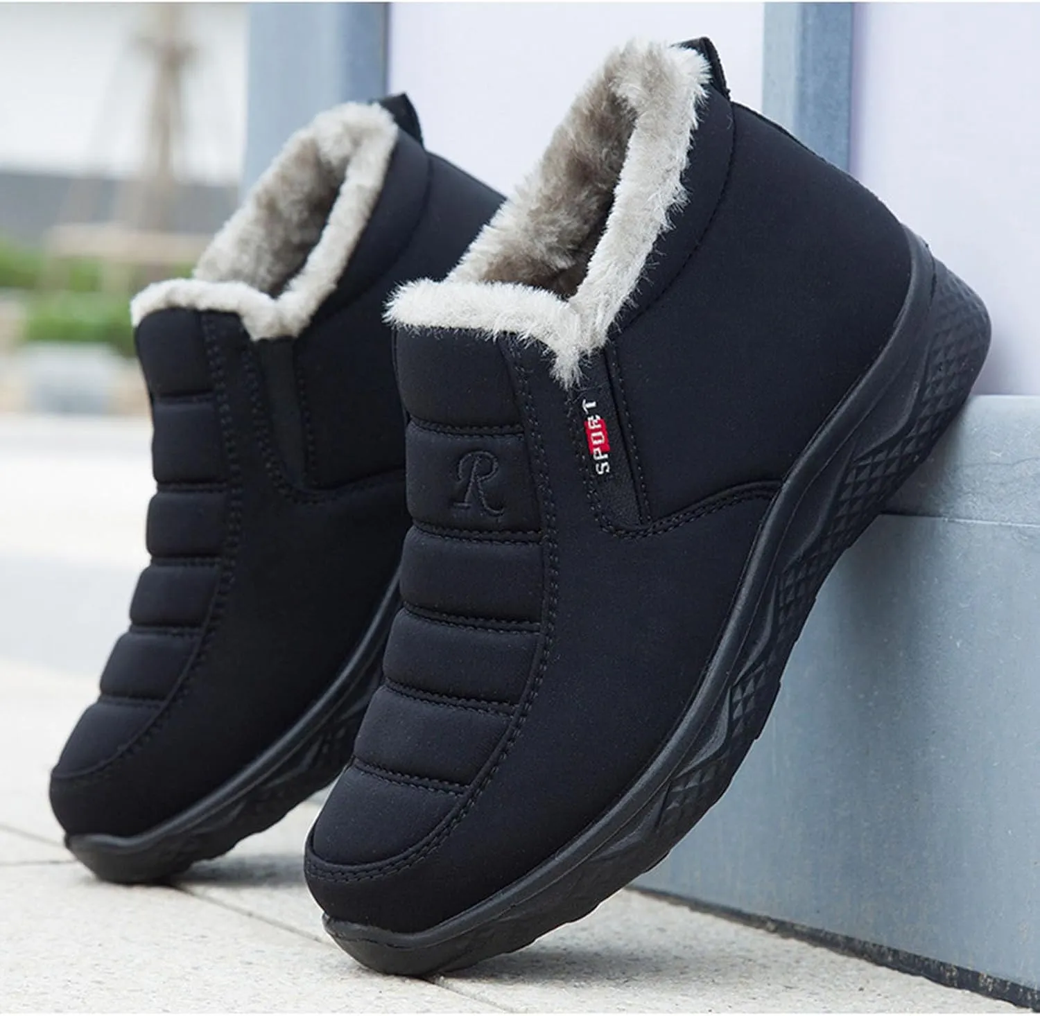 Womens Winter Snow Boots Ankle Booties Warm Fur Lined Waterproof Insulated Slip On Outdoor Shoes Anti-Slip Sneaker