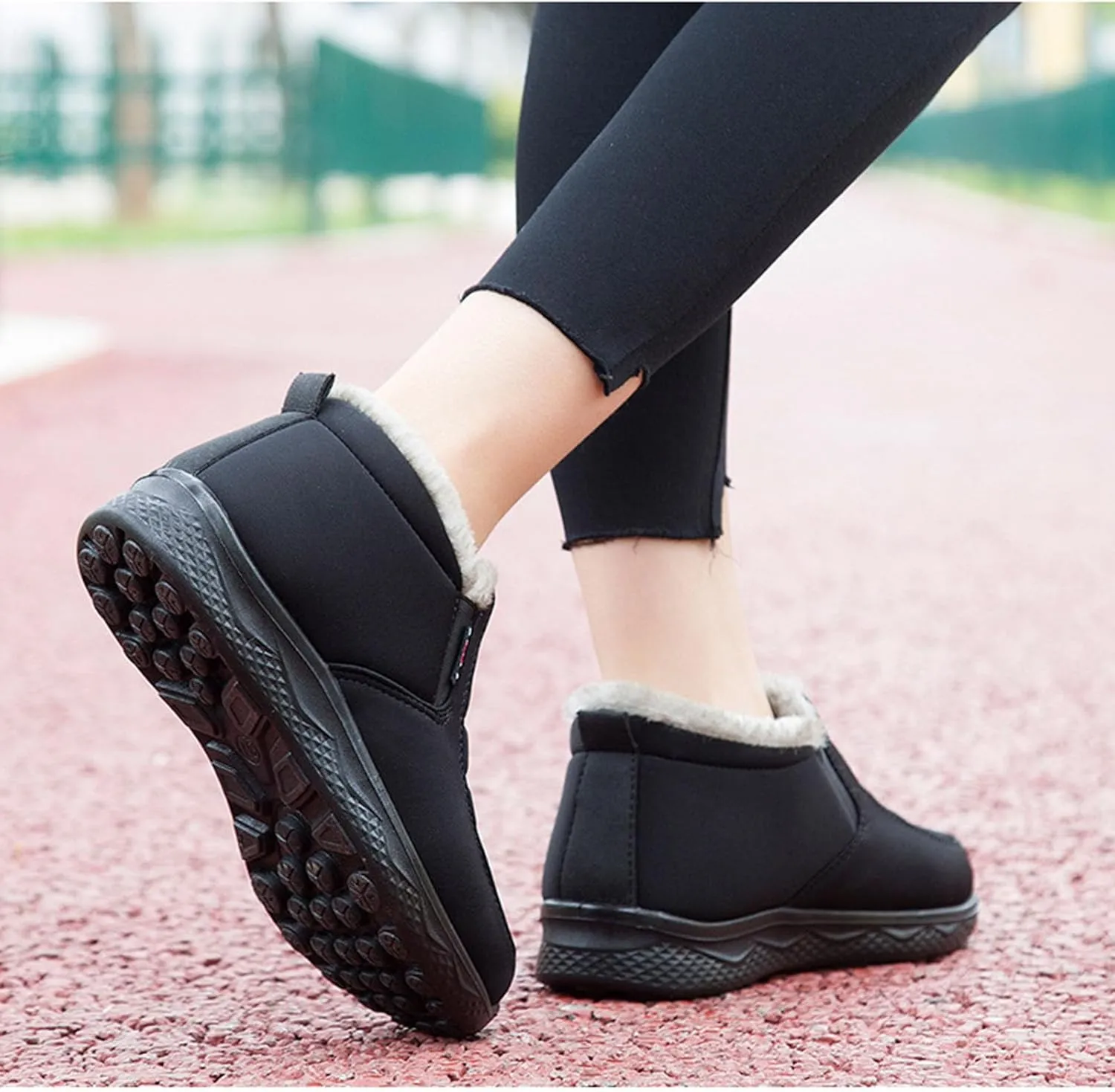Womens Winter Snow Boots Ankle Booties Warm Fur Lined Waterproof Insulated Slip On Outdoor Shoes Anti-Slip Sneaker