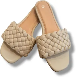 Women's Woven Slide Sandals, Square Toe, 3 colors available