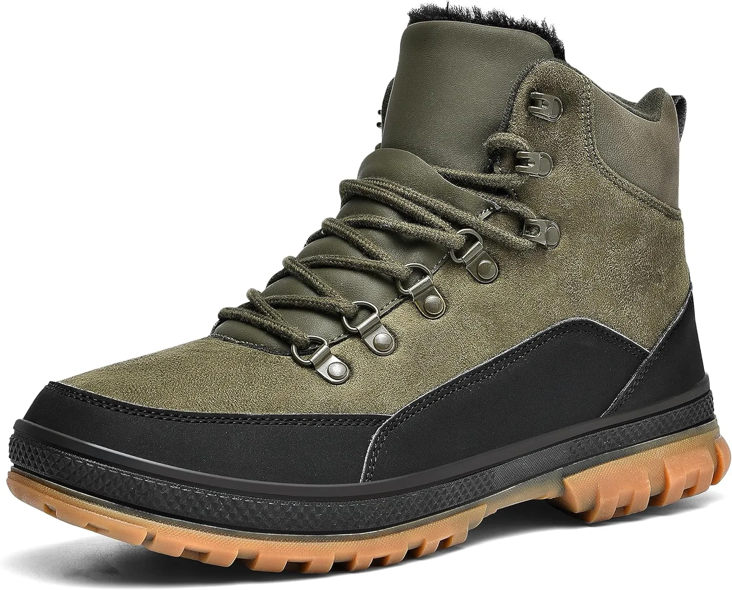 Wondamo Men's Snow Boots Lightweight Waterproof Winter Boots Fur Lined Anti-slip Cold Weather Shoes