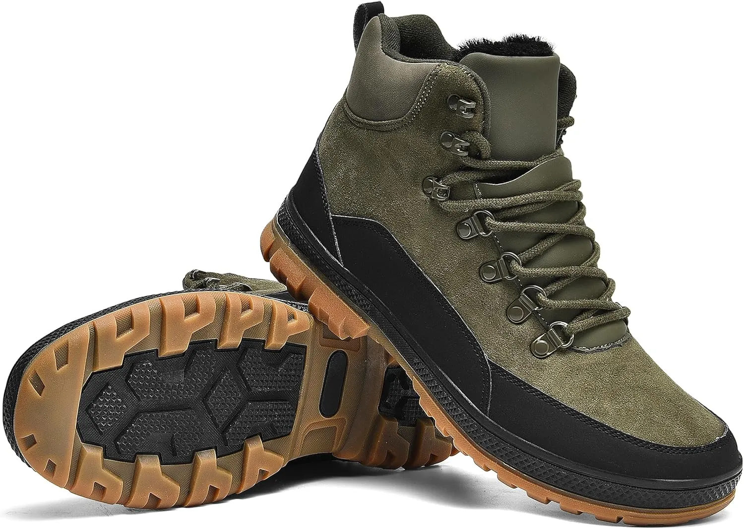 Wondamo Men's Snow Boots Lightweight Waterproof Winter Boots Fur Lined Anti-slip Cold Weather Shoes