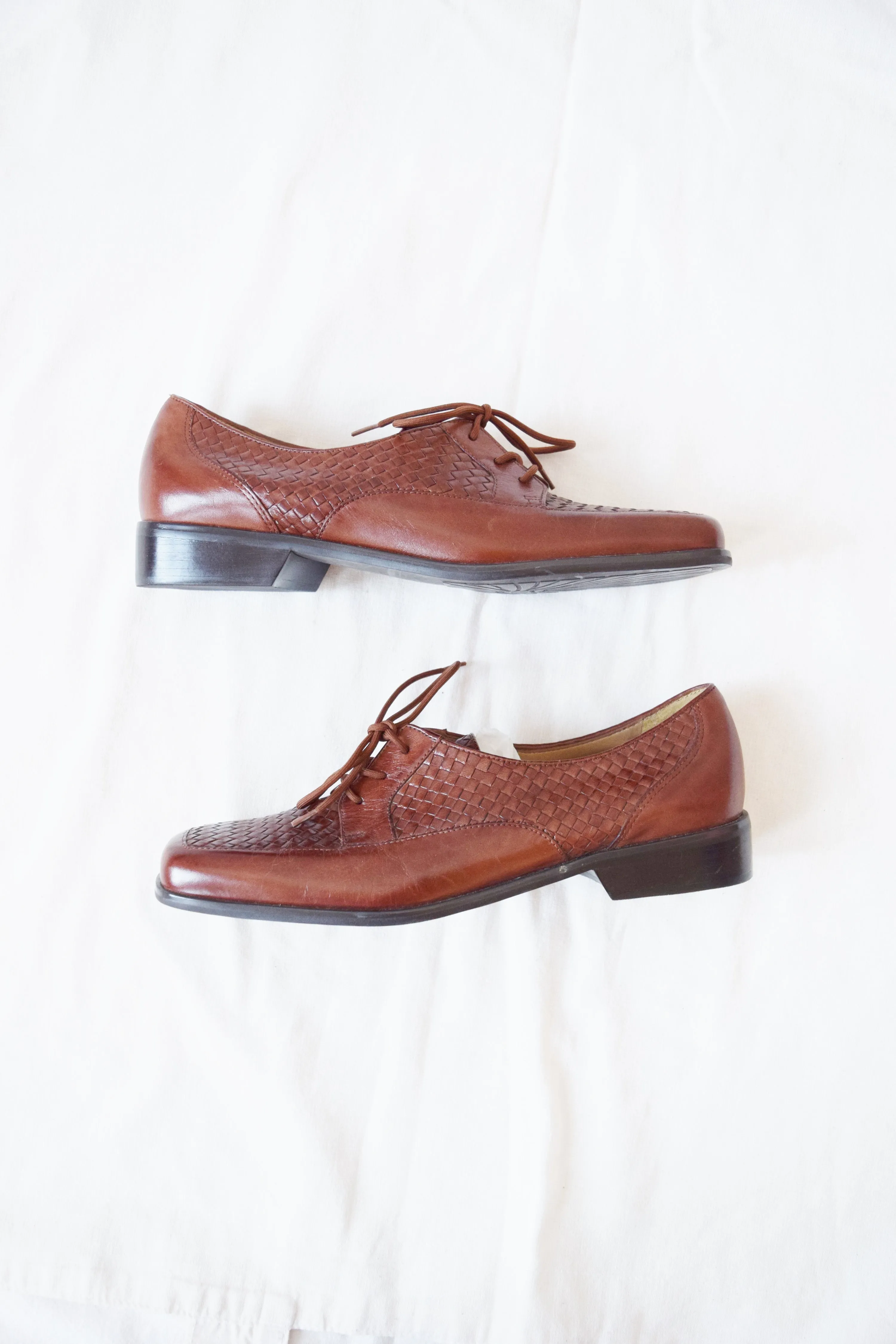 Woven Leather Laced Loafers | US 8.5