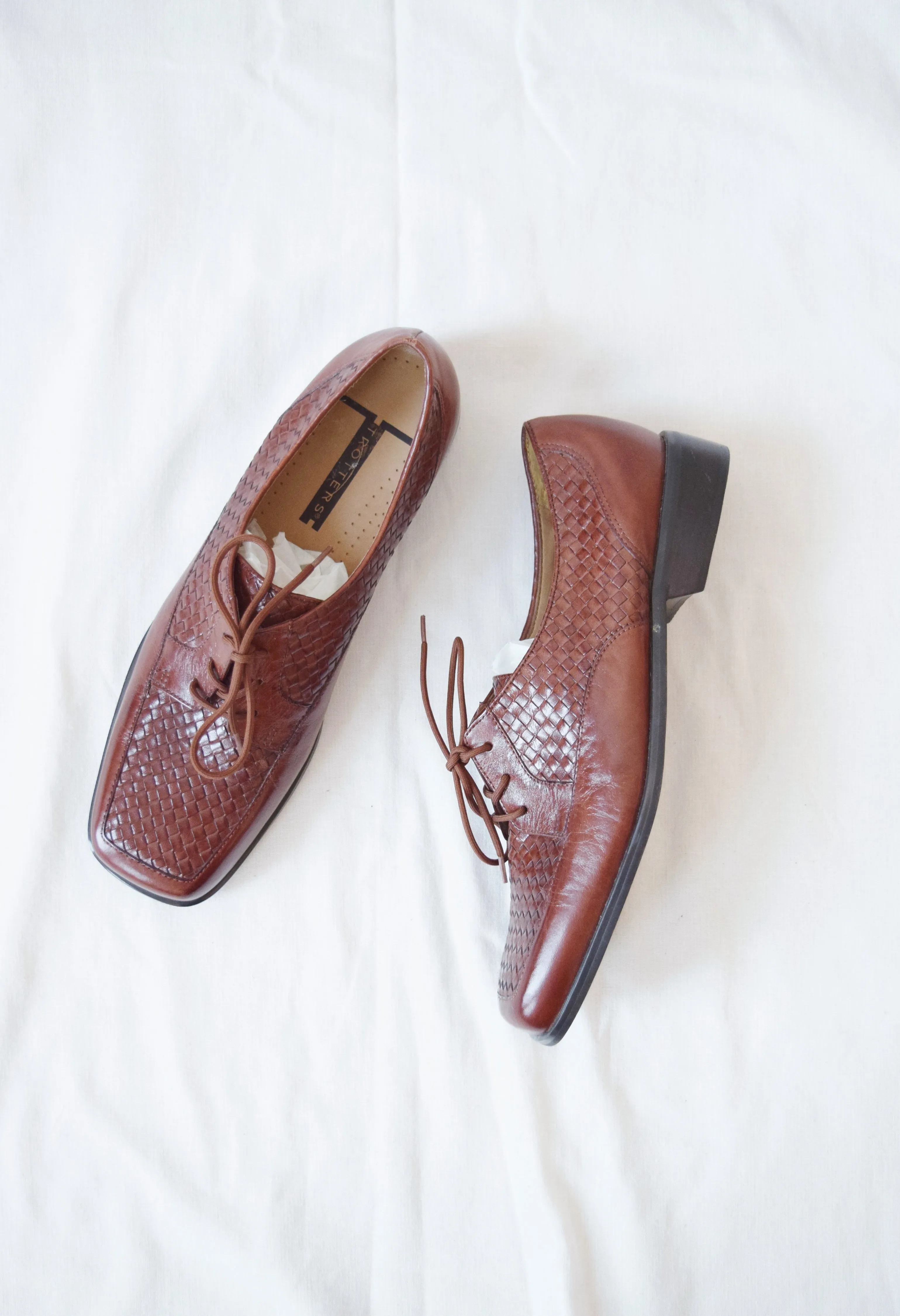 Woven Leather Laced Loafers | US 8.5