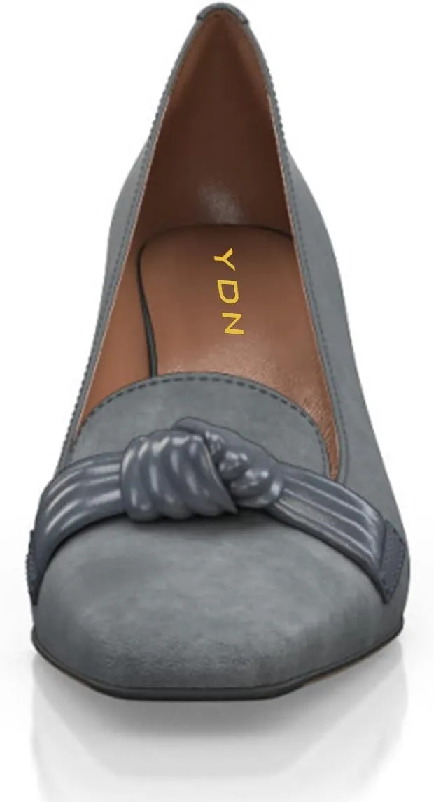 YDN Women Square Toe Knot Slip on Pumps Chunky High Heel Loafers Office Ladies Daily Outfit Elegant Prom Shoes Size 4-15 US
