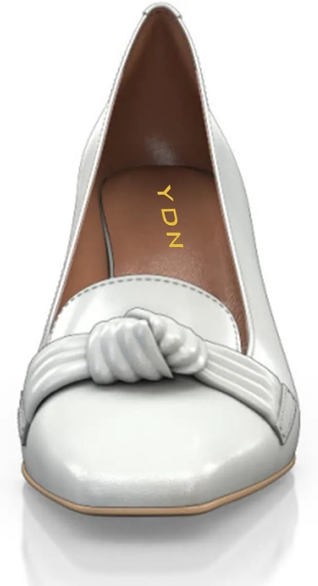 YDN Women Square Toe Knot Slip on Pumps Chunky High Heel Loafers Office Ladies Daily Outfit Elegant Prom Shoes Size 4-15 US