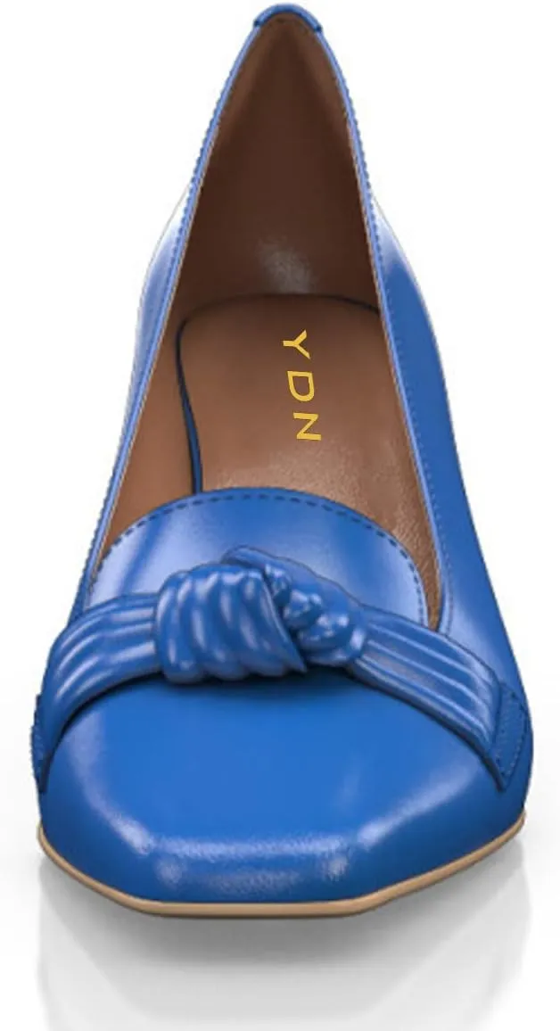 YDN Women Square Toe Knot Slip on Pumps Chunky High Heel Loafers Office Ladies Daily Outfit Elegant Prom Shoes Size 4-15 US
