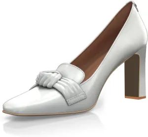 YDN Women Square Toe Knot Slip on Pumps Chunky High Heel Loafers Office Ladies Daily Outfit Elegant Prom Shoes Size 4-15 US