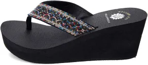 Yellow Box Women's Waneta Wedge Sandal, Round Toe, Medium-High 2.75 Inch Heel, 1 Inch Platform Comfortable Flip-Flop