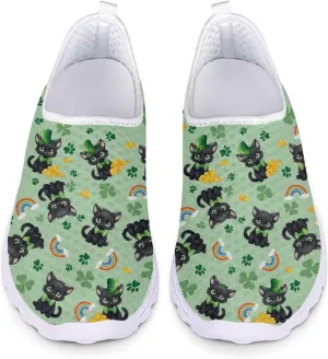 Yzaoxia St Patricks Day Shoes Mesh Slip On Shoes for Women Breathable Sneakers Tennis Running Shoes Athletic Walking Shoes Size 5.5-11.5
