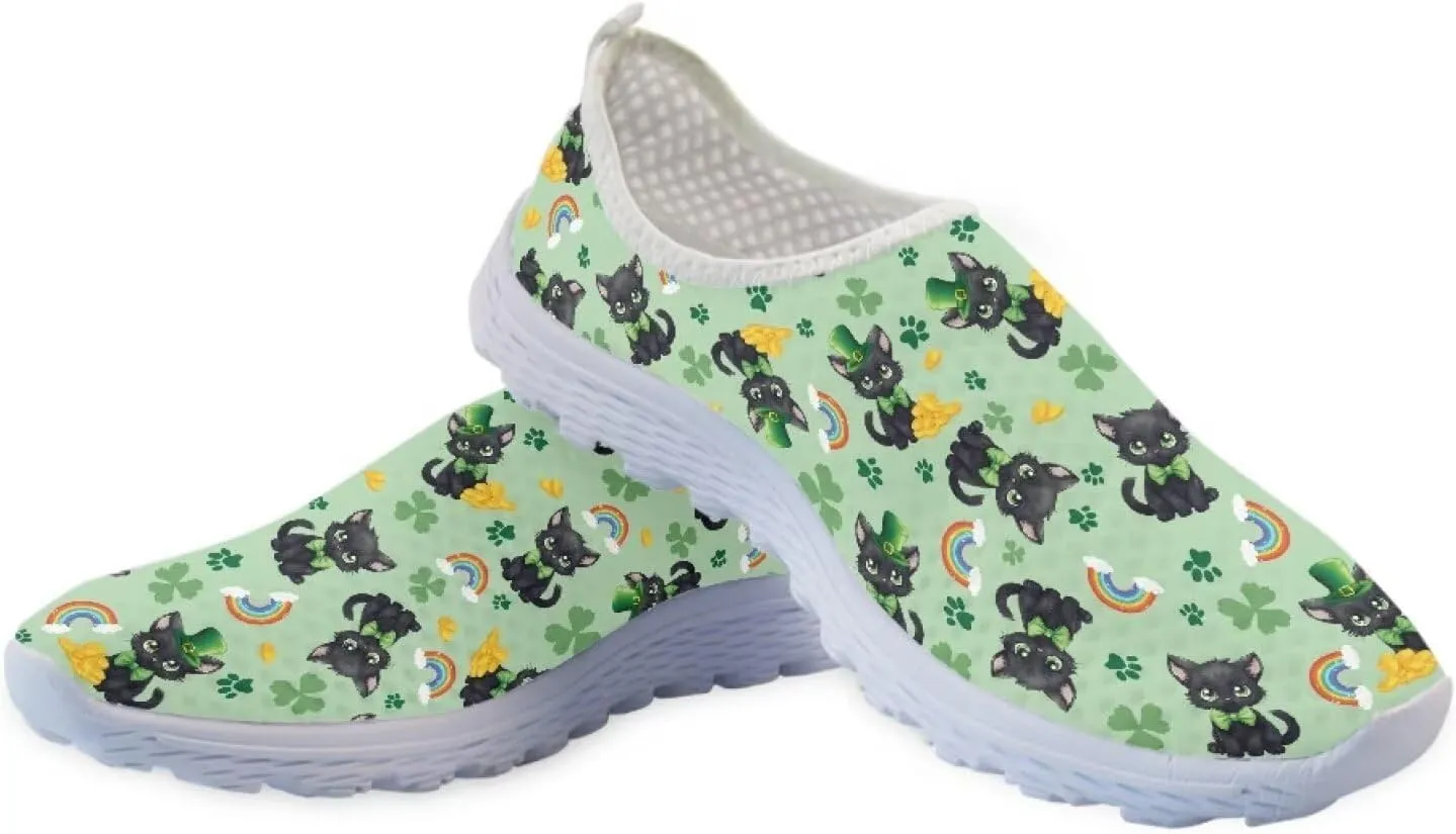 Yzaoxia St Patricks Day Shoes Mesh Slip On Shoes for Women Breathable Sneakers Tennis Running Shoes Athletic Walking Shoes Size 5.5-11.5