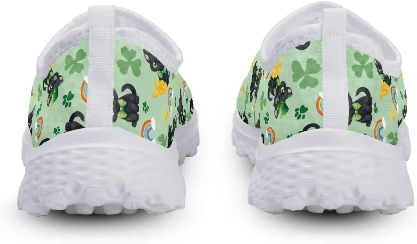 Yzaoxia St Patricks Day Shoes Mesh Slip On Shoes for Women Breathable Sneakers Tennis Running Shoes Athletic Walking Shoes Size 5.5-11.5