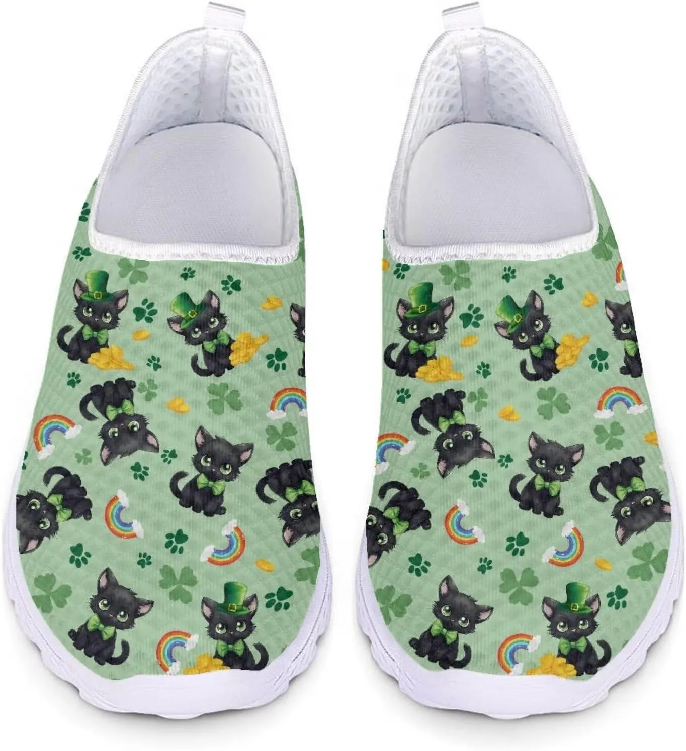 Yzaoxia St Patricks Day Shoes Mesh Slip On Shoes for Women Breathable Sneakers Tennis Running Shoes Athletic Walking Shoes Size 5.5-11.5
