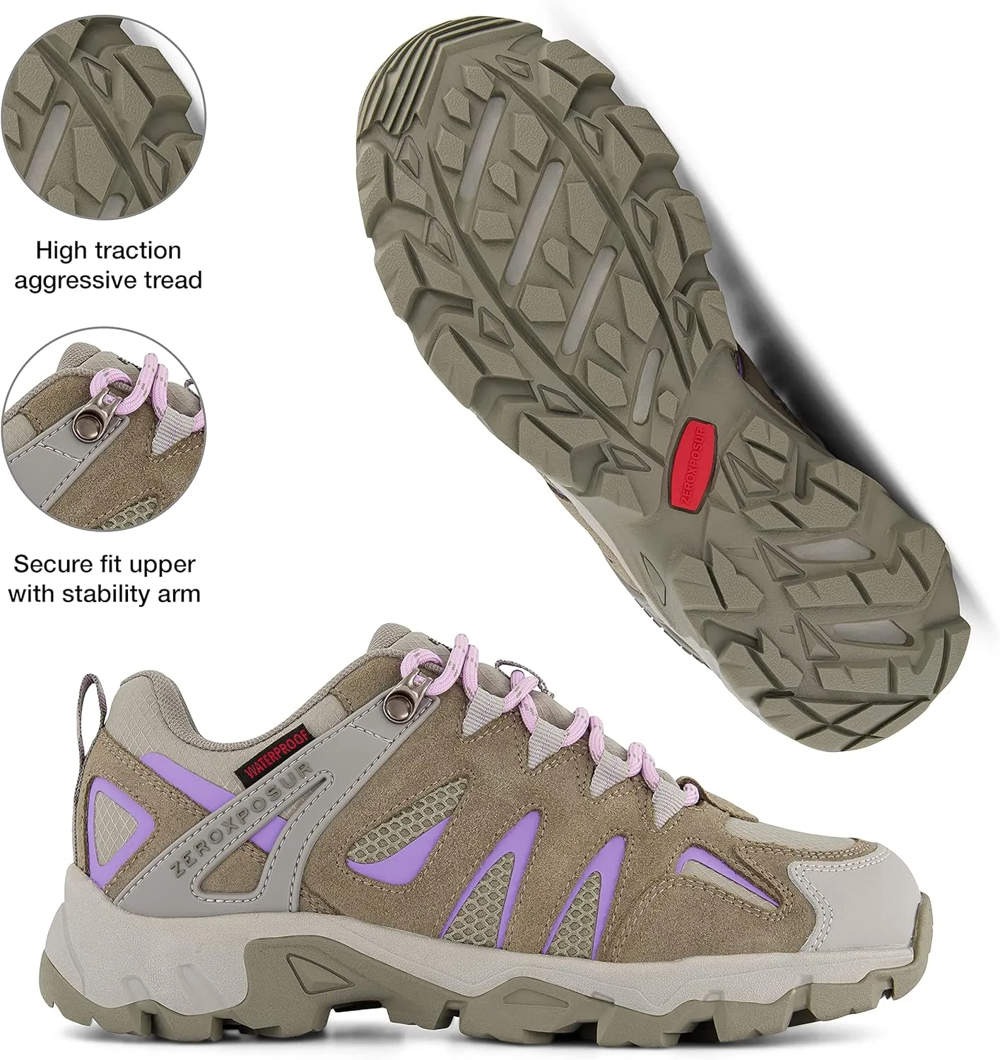 ZeroXposur Womens Colorado Lo Waterproof Hiking Boots - Womens Hiking Shoes - Waterproof Boots for Women