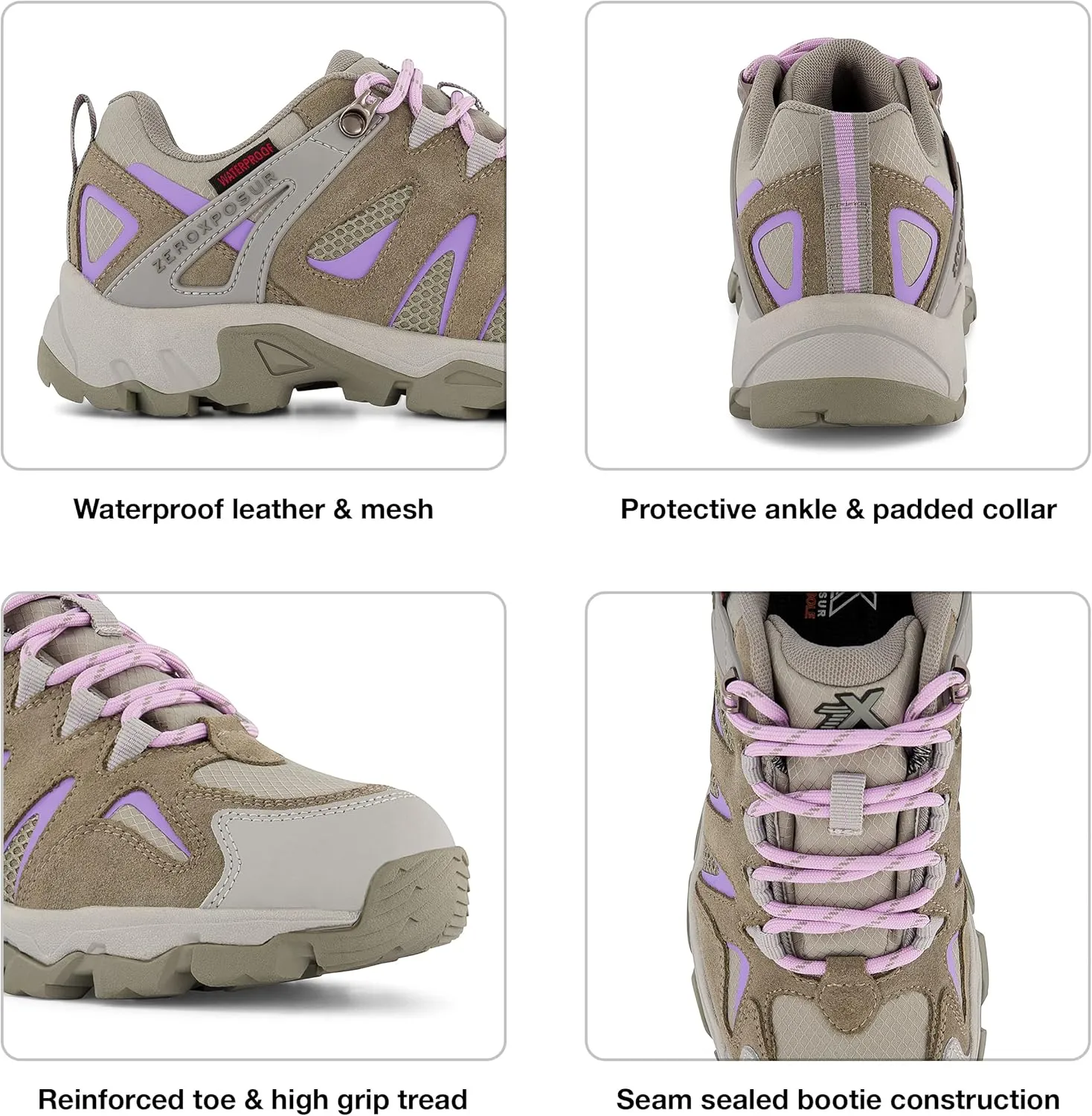 ZeroXposur Womens Colorado Lo Waterproof Hiking Boots - Womens Hiking Shoes - Waterproof Boots for Women