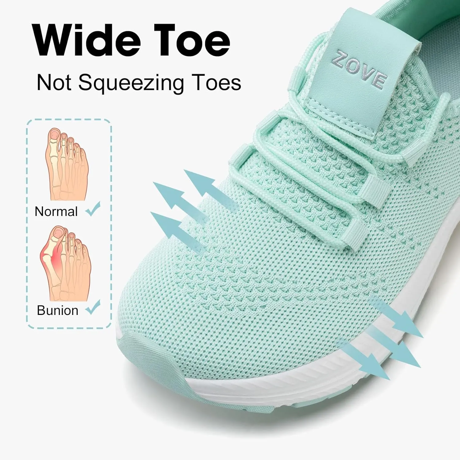 ZOVE Wide Toe Box Shoes Women Extra Wide Width Sneakers Ultra Light Road Running Shoes Non-Slip Tennis Sneakers Breathable Walking Athletic