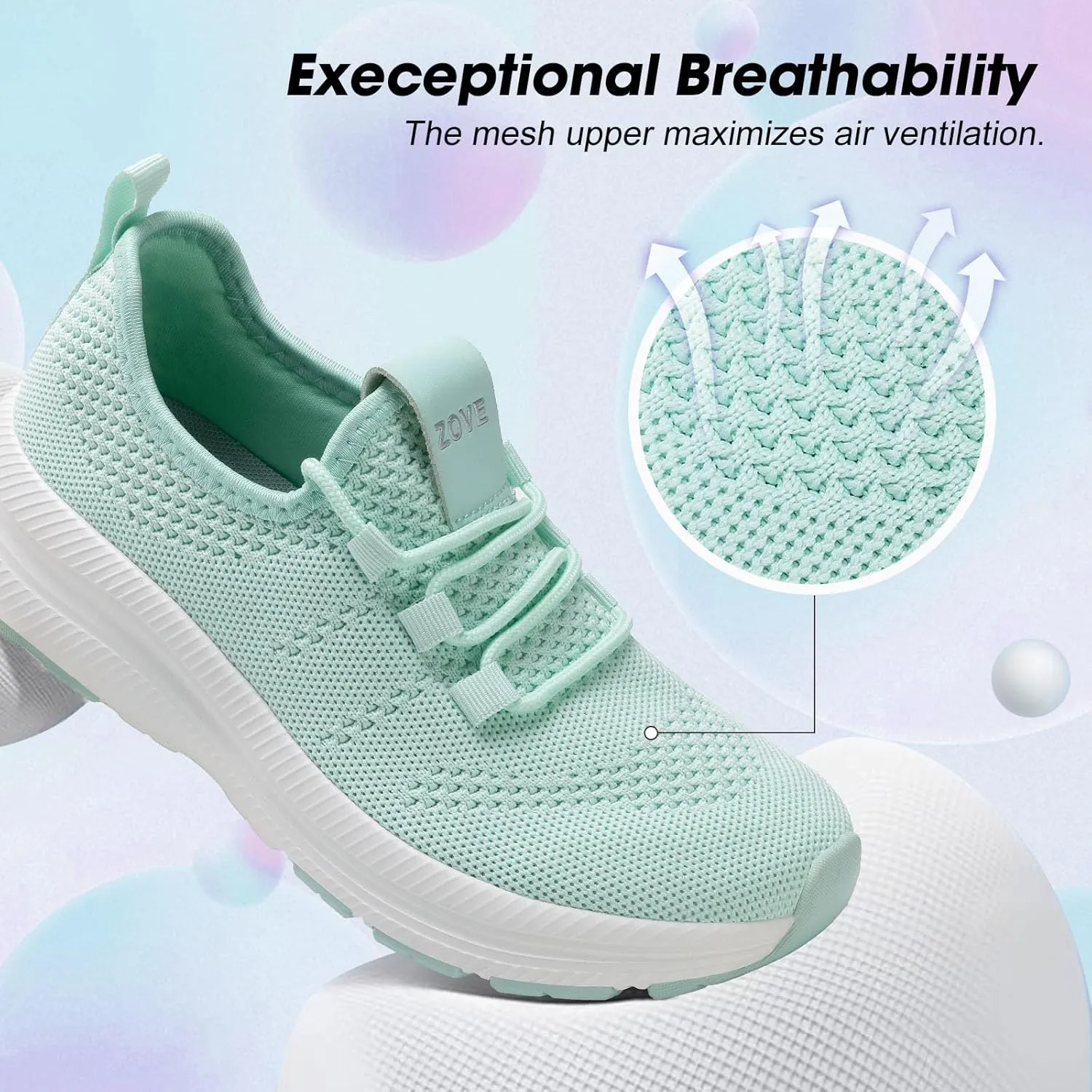 ZOVE Wide Toe Box Shoes Women Extra Wide Width Sneakers Ultra Light Road Running Shoes Non-Slip Tennis Sneakers Breathable Walking Athletic